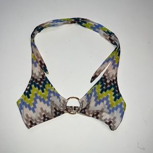 Milly Cabana Ring Halter Bikini Top, size Medium